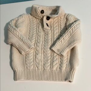 Cozy Cable Knit Sweater with Button Collar
